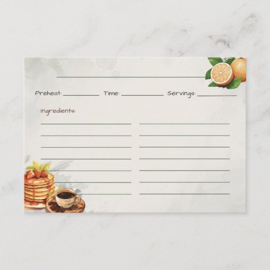 Frühstück im Bed Basic Rezept Card Begleitkarte (Vorderseite)