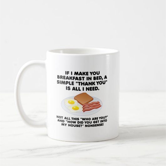 Frühstück im Bed Funny Mug Kaffeetasse (Links)