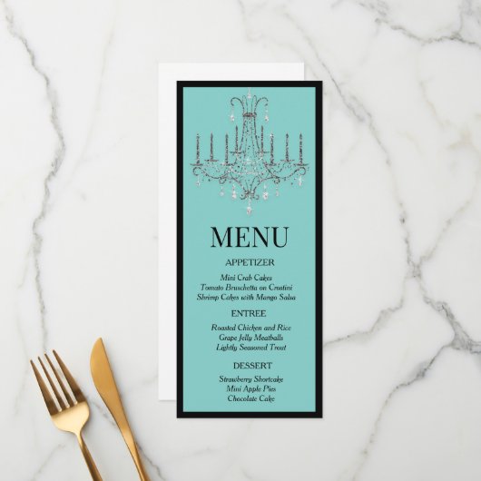 Frühstück im Chandelier Menu Menükarte (Vorderseite/Rückseite Beispiel)