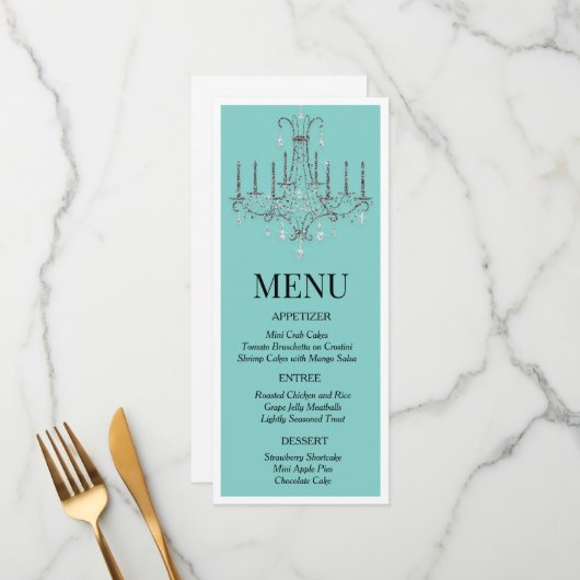 Frühstück im Chandelier Menu Menükarte (Vorderseite/Rückseite Beispiel)