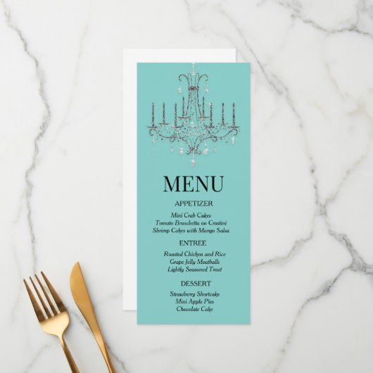 Frühstück im Chandelier Menu Menükarte (Vorderseite/Rückseite Beispiel)