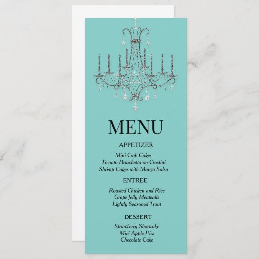 Frühstück im Chandelier Menu Menükarte (Vorne/Hinten)