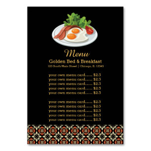 Frühstück im Menü Tischnummer