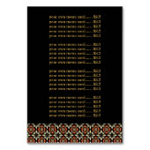 Frühstück im Menü Tischnummer (Rückseite)