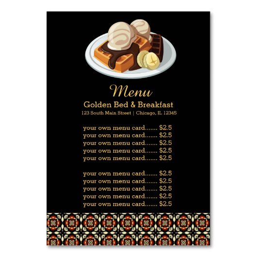 Frühstück im Menü Tischnummer (Vorderseite)