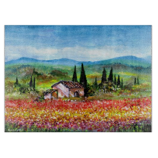 FRÜHSTÜCK IN DEN Blume DER TUSKANISCHEN LANDSCHAFT Schneidebrett (Vorderseite)