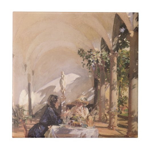 Frühstück in der Loggia von John Singer Sargent Fliese (Vorderseite)