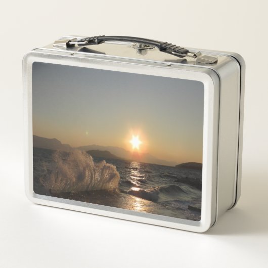 Frühstück in Kroatien schöner Sonnenuntergang Metall Brotdose (Rückseite)