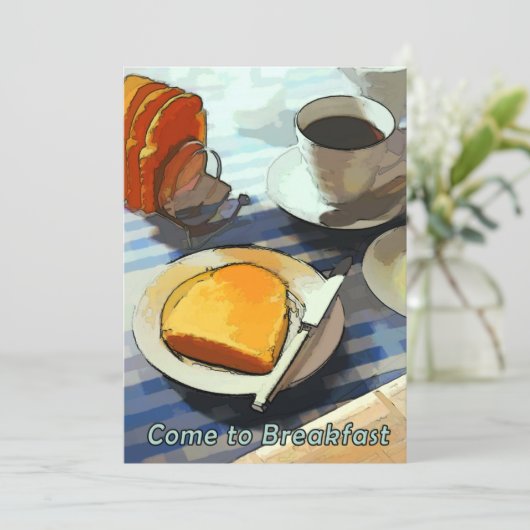 Frühstück Kaffee & Toast Einladung (Stehend Vorderseite)
