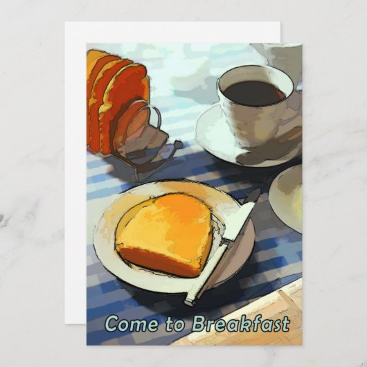 Frühstück Kaffee & Toast Einladung (Vorne/Hinten)