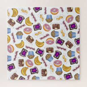 Frühstück Lebensmittel Muffin Banana Pancake Bacon Puzzle