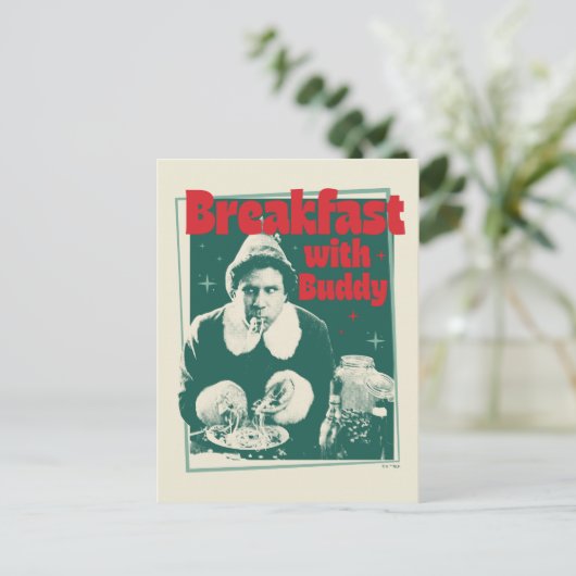 Frühstück mit Buddy Feiertagspostkarte (Stehend Vorderseite)