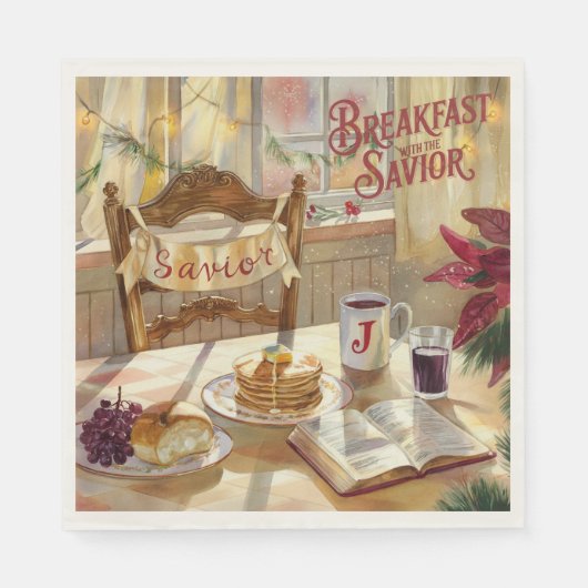 Frühstück mit dem Savior - Christlich Napkins Serviette (Vorderseite)