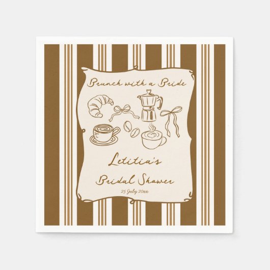 Frühstück mit der Braut Retro-Kaffee-Junggesellinn Serviette (Vorderseite)