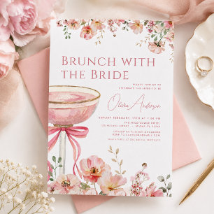 Frühstück mit der Braut Rosa Schleife Junggesellin Einladung