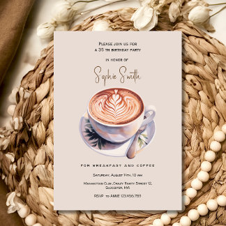 Frühstück mit Kaffee Geburtstagsparty Einladung