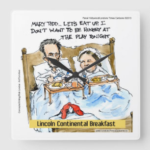 Frühstück mit Lincoln Funny Wall Clock Quadratische Wanduhr