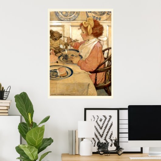 Frühstück mit Teddybären Poster (Heimbüro)