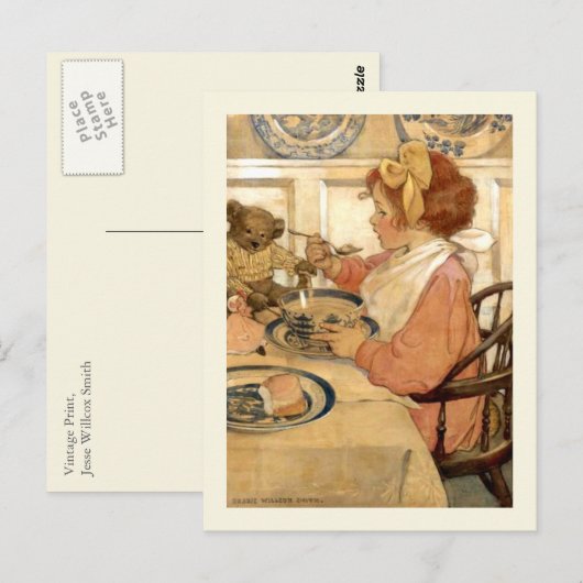 Frühstück mit Teddybären Postkarte (Vorne/Hinten)