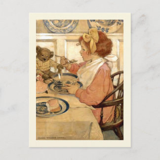 Frühstück mit Teddybären Postkarte