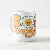 Frühstück mit Toast, Ei, Bacon und Kaffee Kaffeetasse (Vorderseite Links)