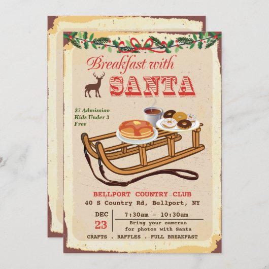 Frühstück mit Weihnachten-Party Einladung (Vorne/Hinten)