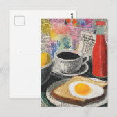 Frühstück Mixed Media Collage Postkarte (Vorne/Hinten)
