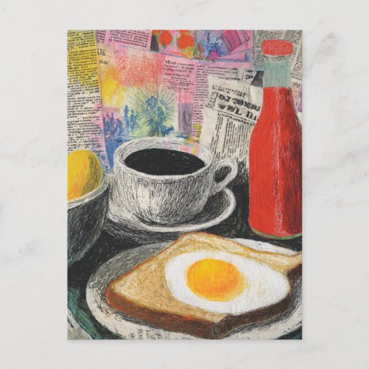 Frühstück Mixed Media Collage Postkarte (Vorderseite)