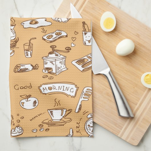 Frühstück Muster 2 Handtuch (Viertel Falte)
