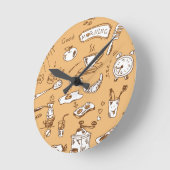 Frühstück Muster 2 Runde Wanduhr (Winkel)