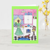 Frühstück, Mutter, Baby, Hundegruß-Karte Karte (Gelbe Blume)