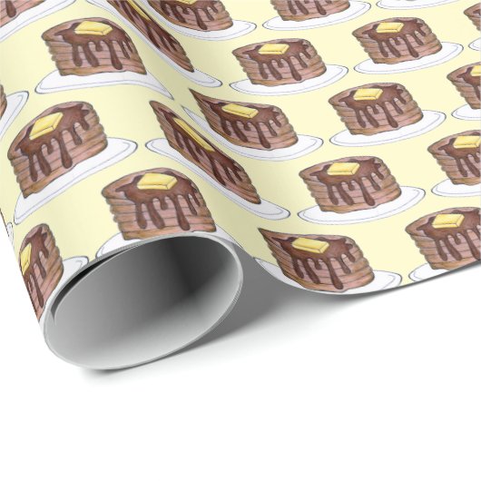 Frühstück Pancakes Flapjack Kurz Stack Sirup Geschenkpapier (Rolleneckpunkt)