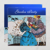 FRÜHSTÜCK PARTY GARTEN, Blauer Saphir Einladung (Vorne/Hinten)