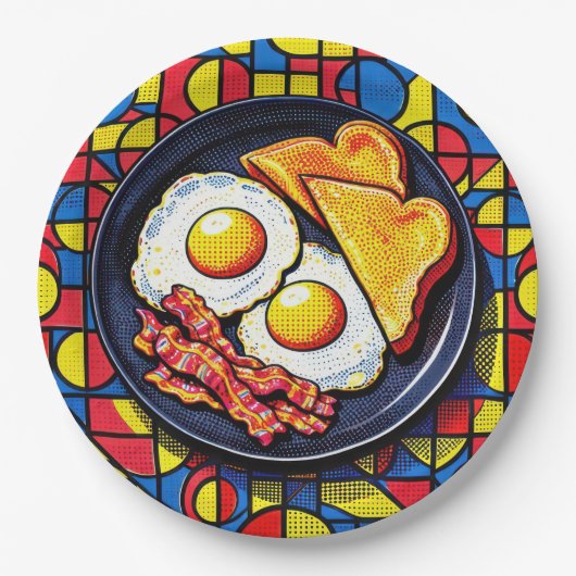 Frühstück Pop-Art Pappteller (Vorderseite)
