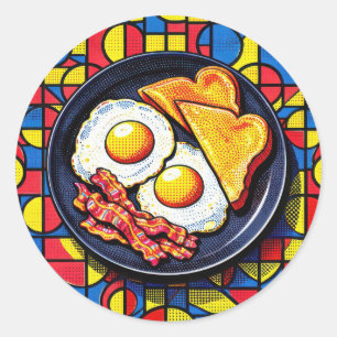 Frühstück Pop-Art Runder Aufkleber