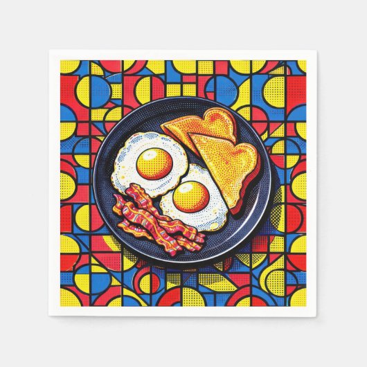 Frühstück Pop-Art Serviette (Vorderseite)