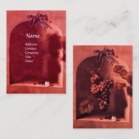 FRÜHSTÜCK ROT HANGED GRAPES Rustikal Visitenkarte (Vorne/Hinten)