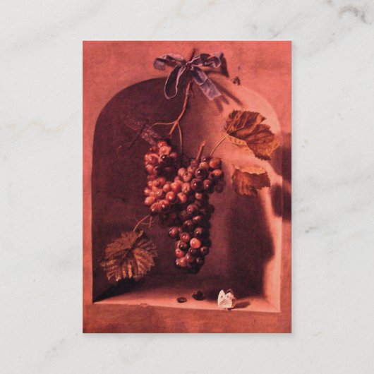 FRÜHSTÜCK ROT HANGED GRAPES Rustikal Visitenkarte (Rückseite)