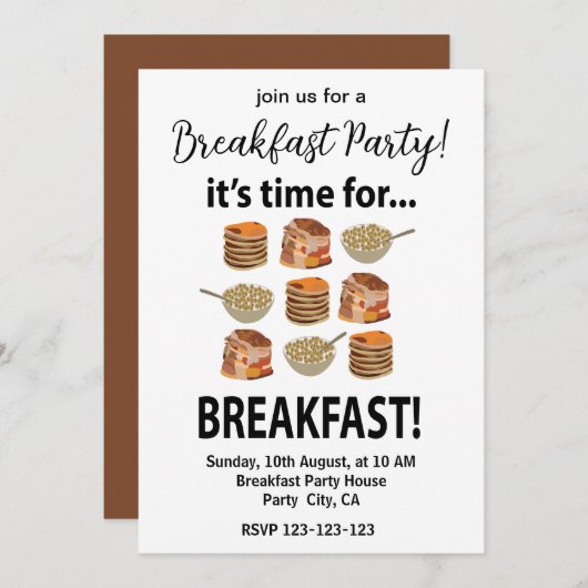Frühstück seine Zeit für das Frühstück Einladung (Vorne/Hinten)