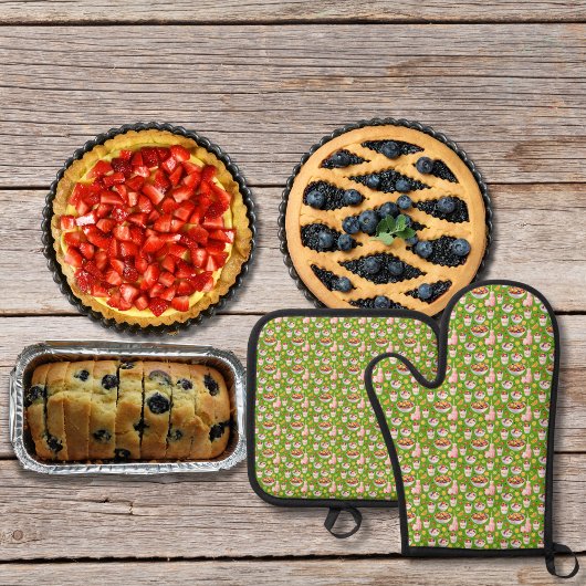 Frühstück Smoothies und Früchte grün Ofenhandschuh & Topflappen-Set