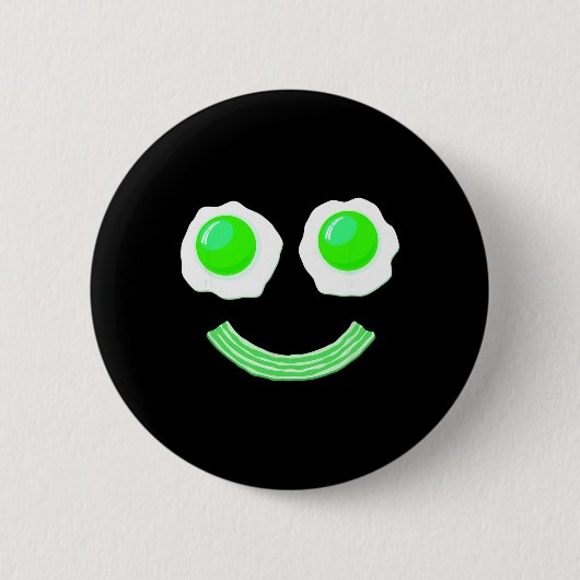 Frühstück St. Patrick's Day Lustige Eier Lächeln G Button (Vorderseite)