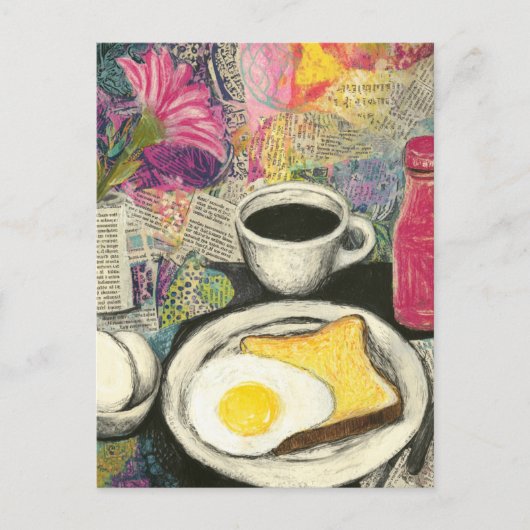 Frühstück Stillleben Collage Postkarte (Vorderseite)