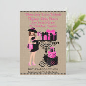 Frühstück Thema Hot Pink Black Baby Dusche einlade Einladung (Stehend Vorderseite)