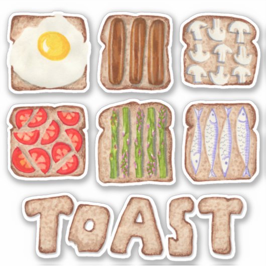 Frühstück Toast Custom Cut Aufkleber (Vorderseite)