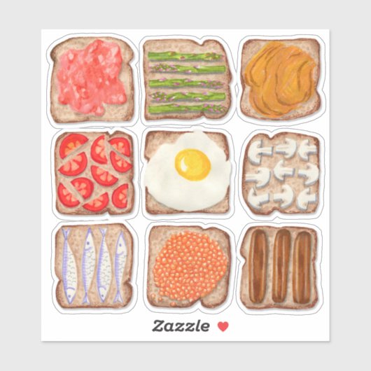 Frühstück Toast Slices Custom Cut Sticker (Blatt)
