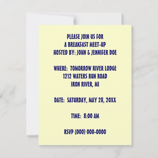 Frühstück Treffen-oben Sozialhahn-Party Einladung (Rückseite)