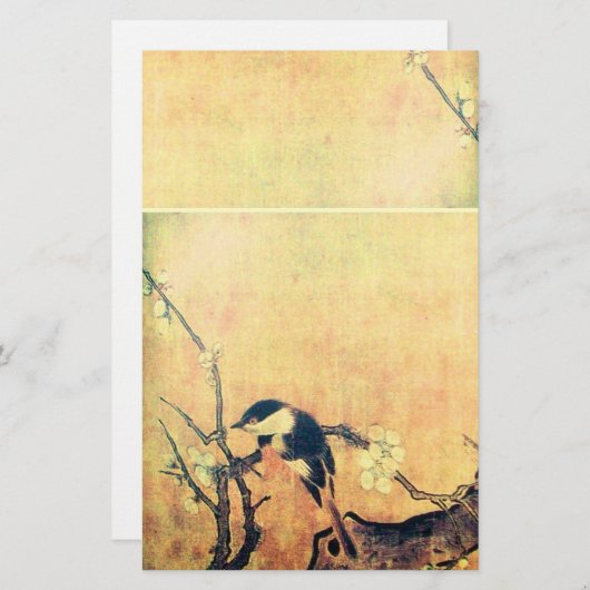 FRÜHSTÜCK UND BLUME BAUM Gelb braun Briefpapier (Vorne/Hinten)