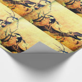 FRÜHSTÜCK UND BLUME BAUM Gelb braun Geschenkpapier (Ecke)