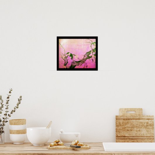 FRÜHSTÜCK UND BLUME BAUM Pink Fuchsia Poster (Küche)