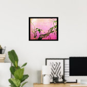 FRÜHSTÜCK UND BLUME BAUM Pink Fuchsia Poster (Heimbüro)
